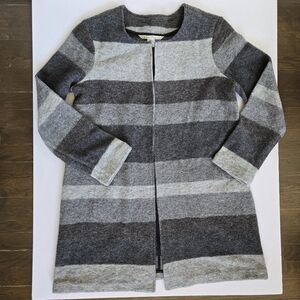 Max Studio wool blend open front striped coatigan winter fall jacket size XL